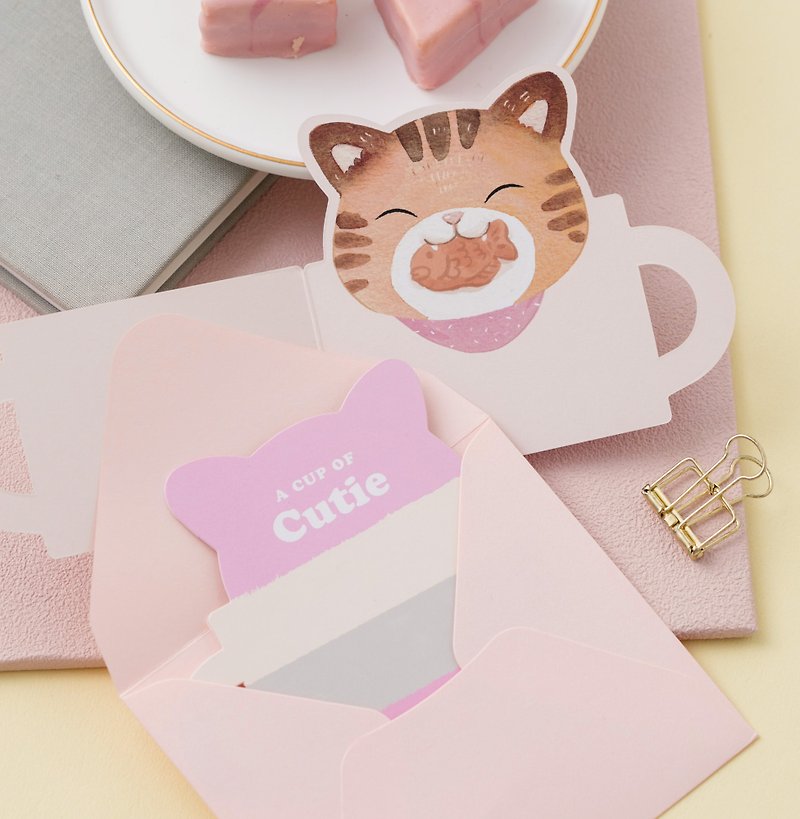 Message Cards - E Orange Cat - การ์ด/โปสการ์ด - กระดาษ สึชมพู