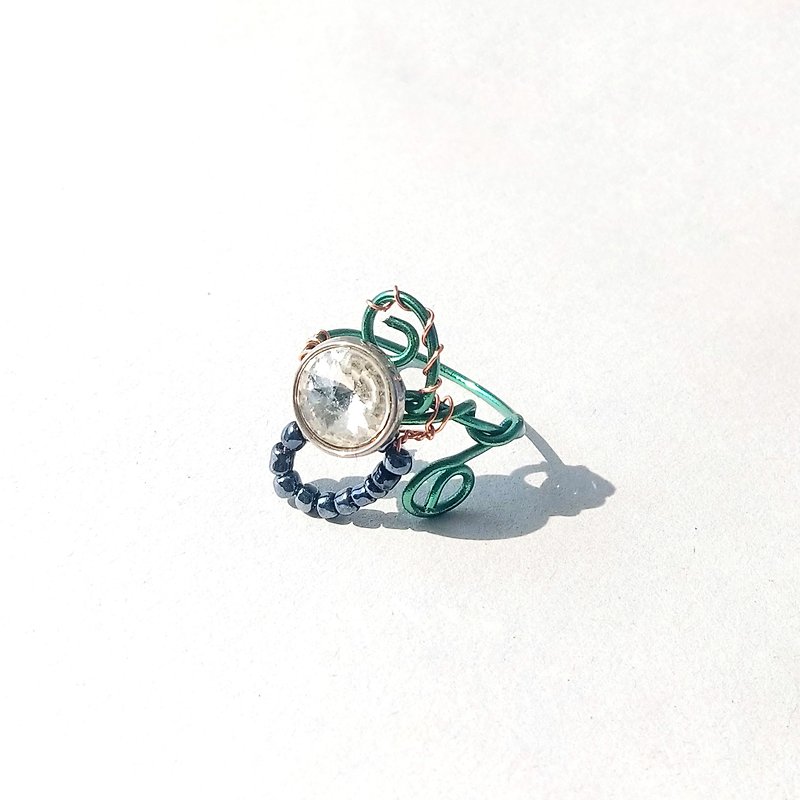 Flower Ring-2 - General Rings - Other Metals Green