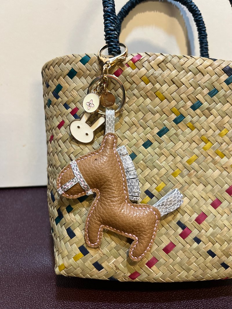 午年の幸福 - レザーチャーム - チャーム - 革 ブラウン