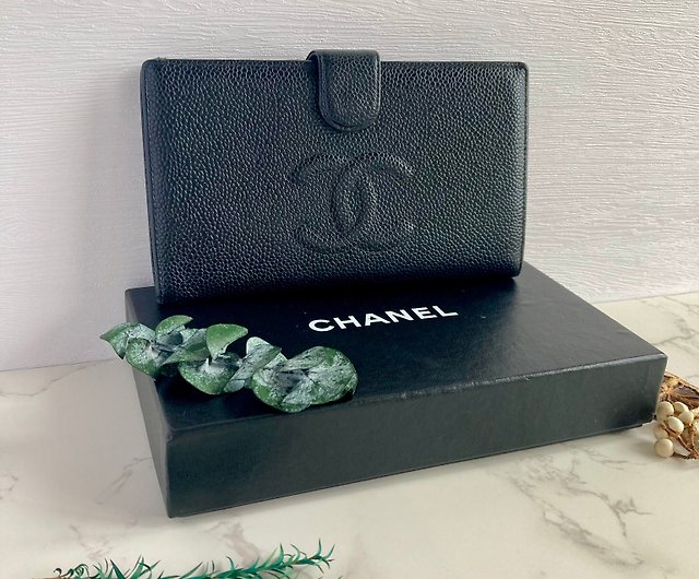 Chanel Classic Black Caviar 2 Set Pouch Long Wallet - LAR Vintage