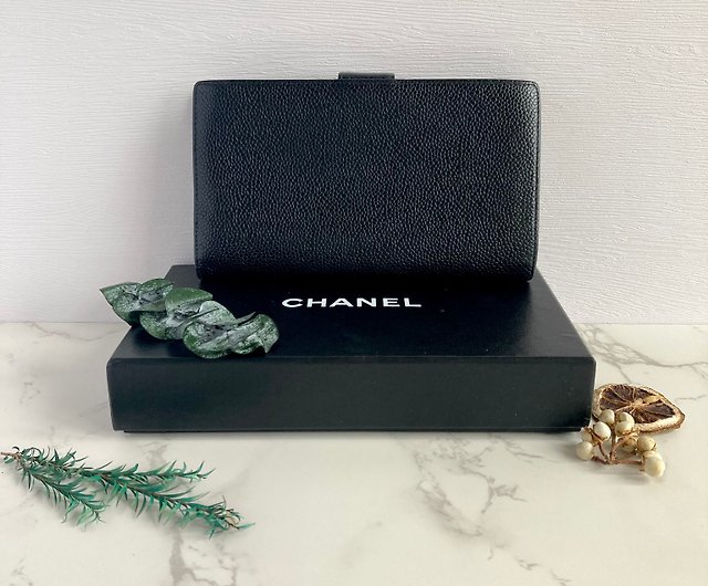 LA LUNE】Vintage Chanel Classic Black Caviar Genuine Leather Long