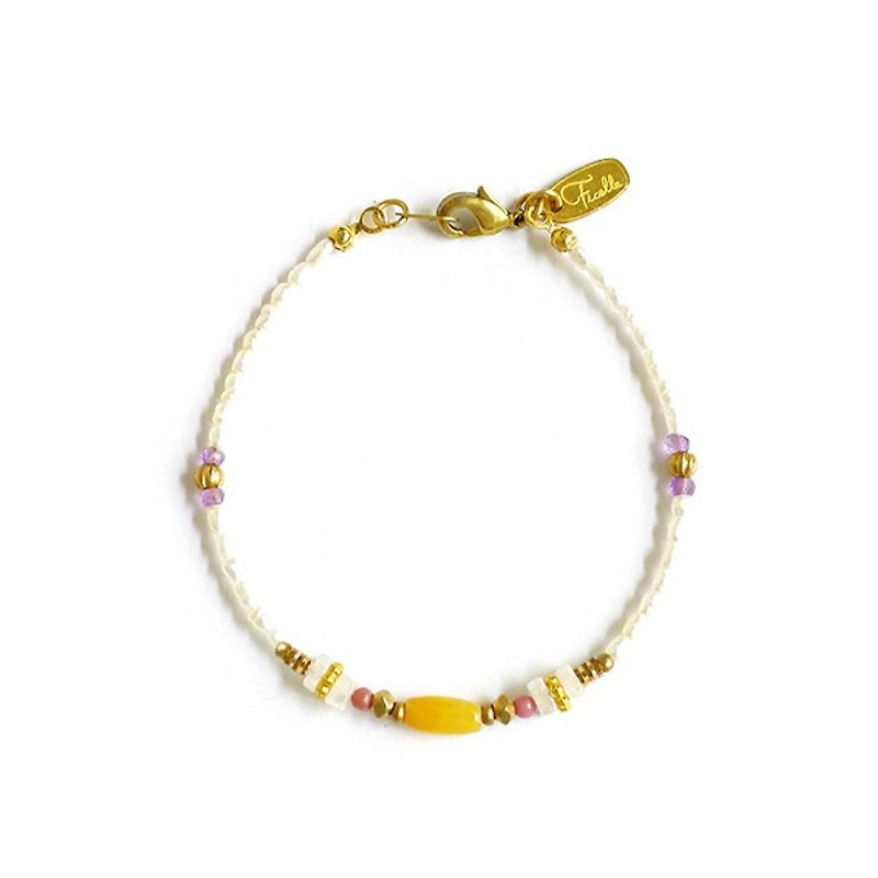 Ficelle | handmade brass natural stone bracelet | - Bracelets - Gemstone 