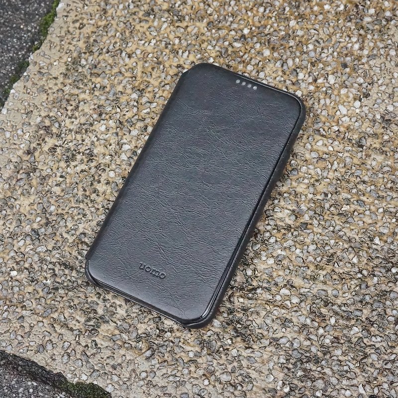 iPhone X- uomoフリップフォンケース - スマホケース - 革 ブラック