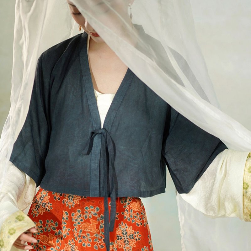 【鶯草】新チャイナレトロ 宣紙テクスチャ ショートトップス - トップス - その他の素材 多色