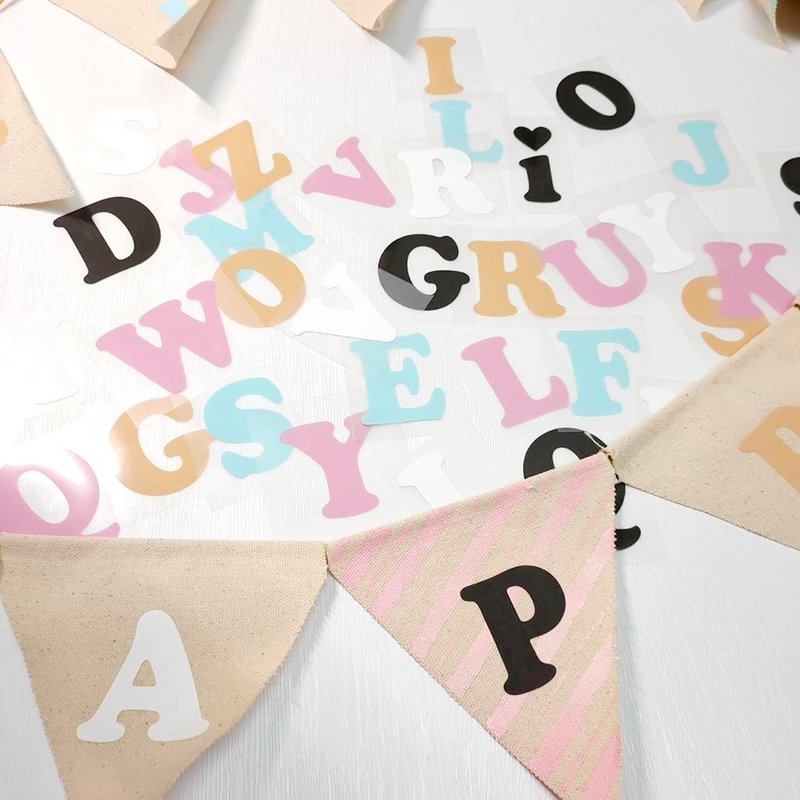 5 cm English word collage cloth printing, a set of 26 letters-five colors optional - สติกเกอร์ - วัสดุกันนำ้ 