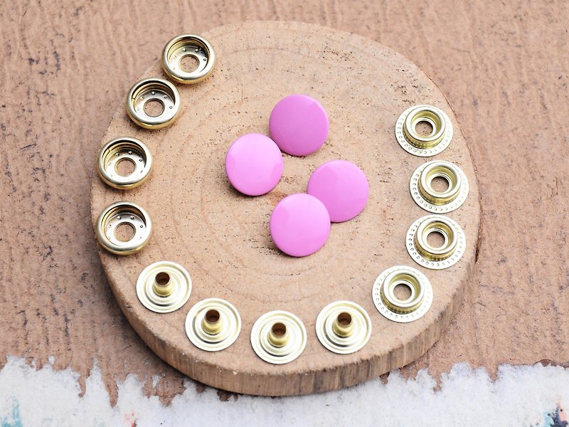 [Big Jumping Bean Series—15mm Button Surface Snap Button|Dark Pink ROSA (4 groups)] Handmade Leather Personalized Leather DIY Leather Tool Snap Button Sewing Button Button Tool - Leather Goods - Other Metals Pink