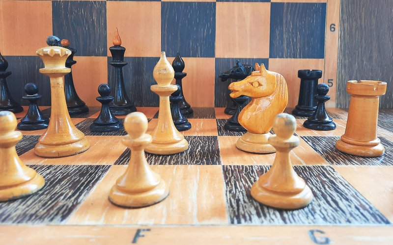 1950s vintage wooden Soviet chessmen - old Russian chess pieces set vintage - 桌遊/卡 Game - 木頭 