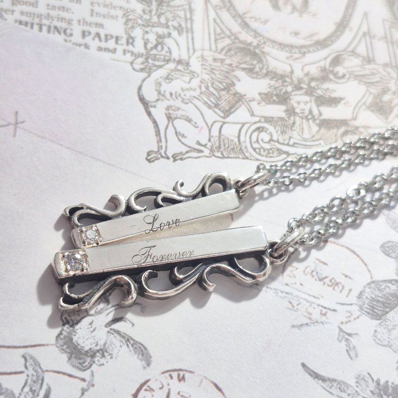 【比法一生】純銀對墜—唐草記憶 情侶對墜 客製化雷射刻字 - 項鍊 - 銀 銀色