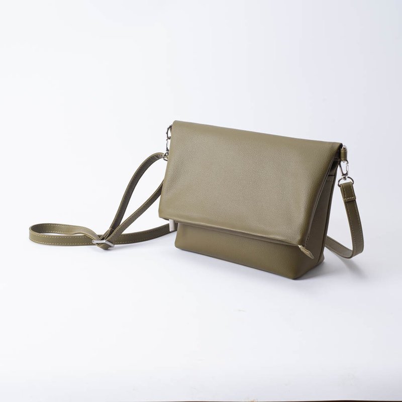 Small fold bag/messenger bag-matcha green - Messenger Bags & Sling Bags - Faux Leather Green