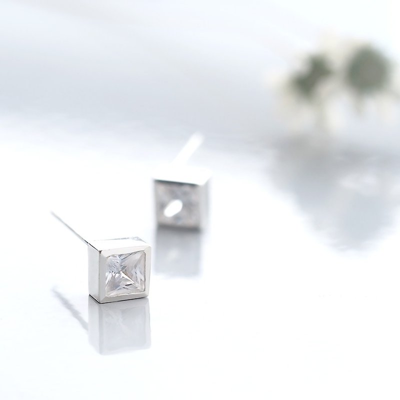 Square stud earrings Silver 925 - Earrings & Clip-ons - Other Metals Silver