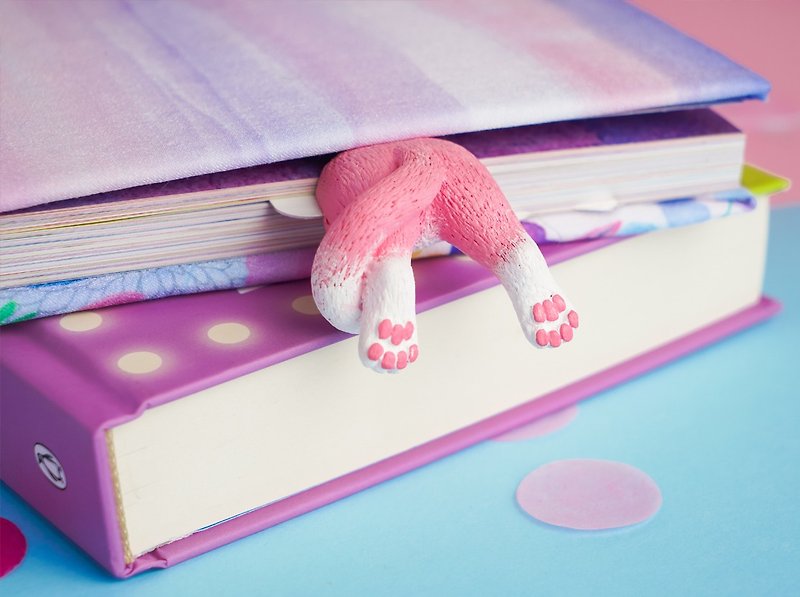女の子のためのキティブックマークギフト（ピンク） - しおり - 粘土 ピンク