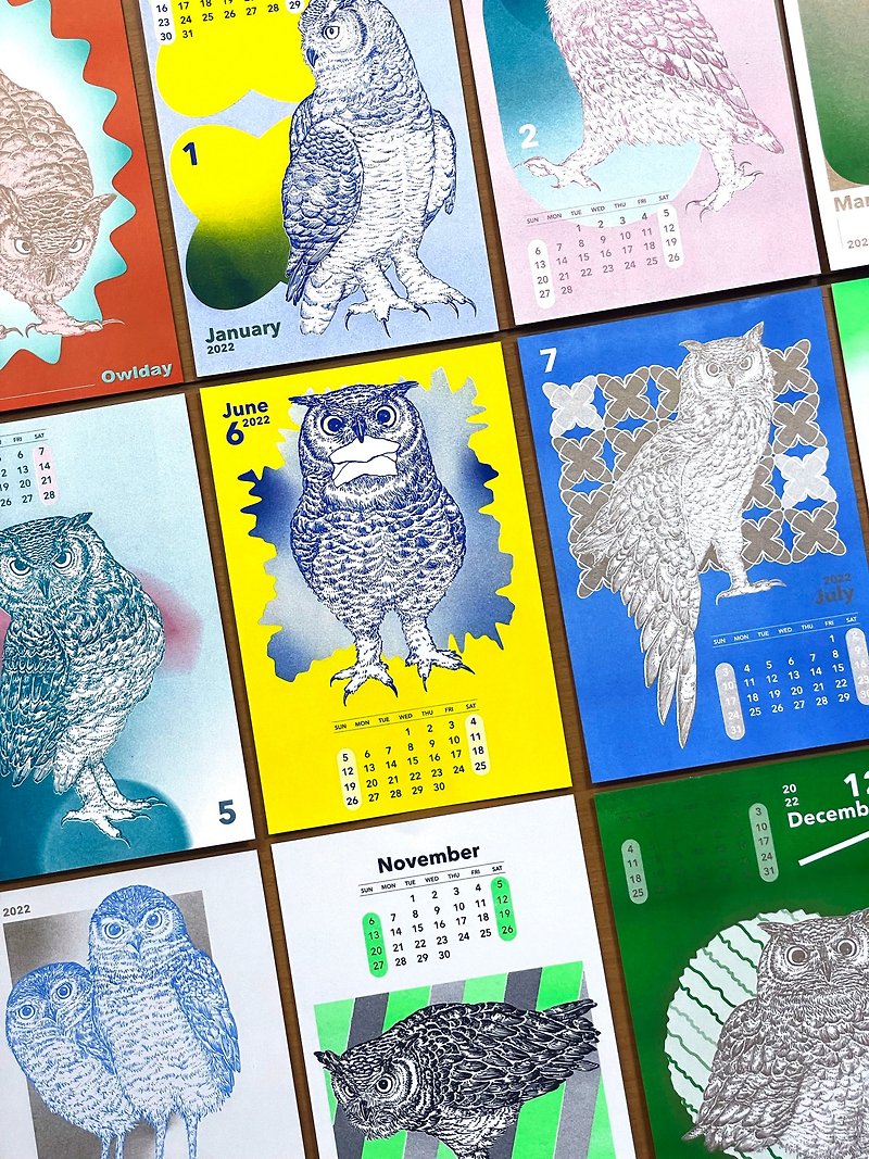 2022年のフクロウのカレンダー - カレンダー - 紙 多色