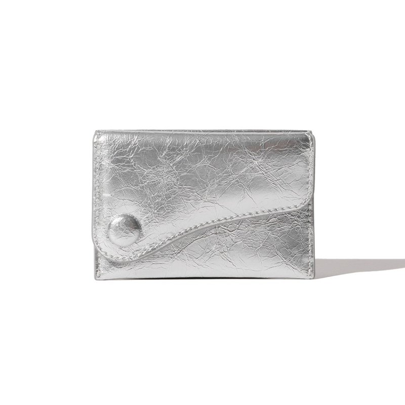 DOT Saddle Slim mini Card Wallets silver - 錢包/皮夾/長短夾 - 真皮 銀色