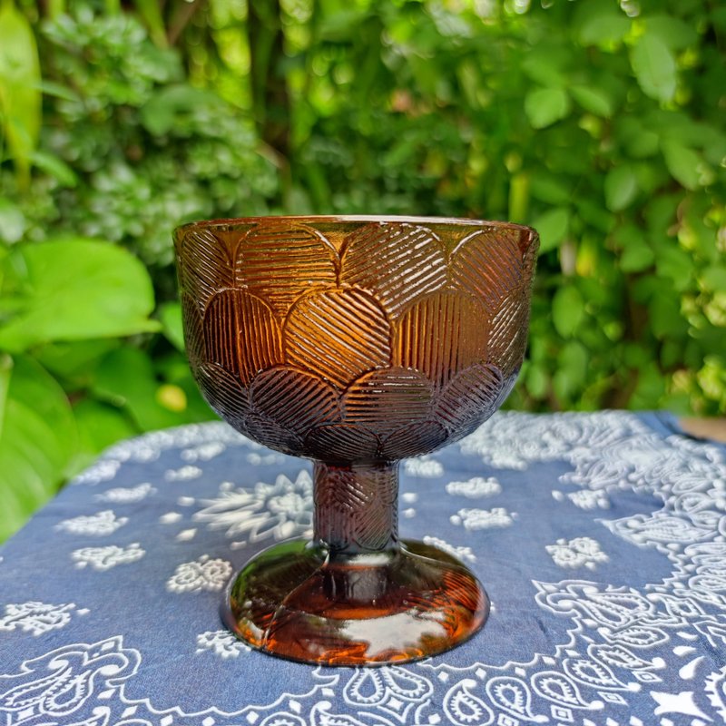 Vintage Iittala Miranda Brown Glass Serving Bowl Heikki Orvola Finnish Design - 酒杯/酒器 - 玻璃 咖啡色