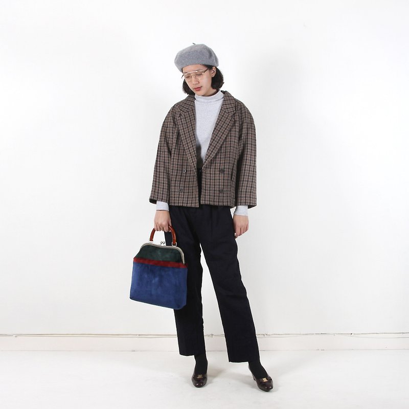 Ancient】 【egg plant British feelings of vintage wool suit jacket - Women's Casual & Functional Jackets - Wool Brown