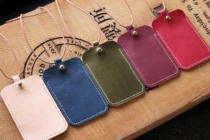 [Planted leather] [five colors] [leather clip] hand-stitched simple leather clip - ID & Badge Holders - Genuine Leather 