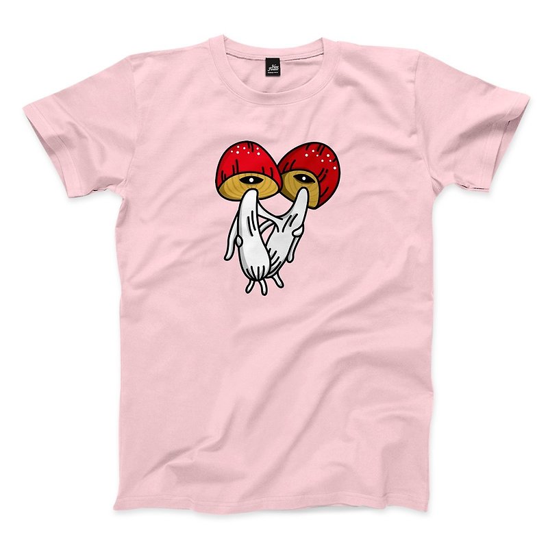 Huobao Mushroom-Mushroom-Pink-Unisex T-shirt - เสื้อยืดผู้ชาย - ผ้าฝ้าย/ผ้าลินิน สึชมพู