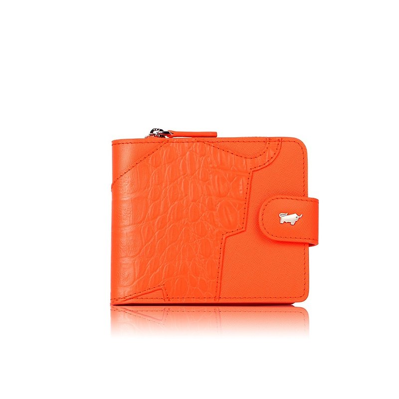 [Free upgrade gift packaging] Flo 7-carat chain wallet-Sunset Orange/BF501-338-SS - กระเป๋าสตางค์ - หนังแท้ สีส้ม