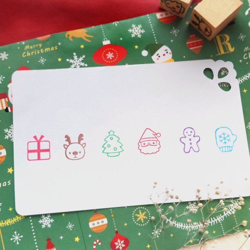 Christmas series of small stamps 23 (single) | hand account decoration stamp - ตราปั๊ม/สแตมป์/หมึก - วัสดุอื่นๆ สีนำ้ตาล