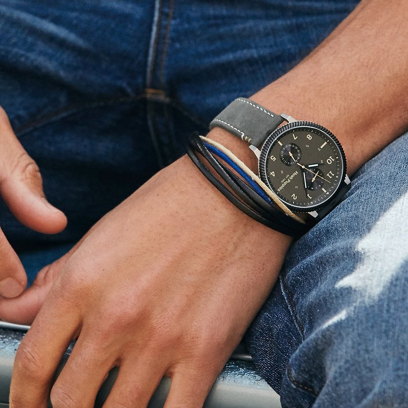 Hush Puppies | Multifunction Gray Leather Watch (HP7156) - นาฬิกาผู้ชาย - สแตนเลส สีเทา