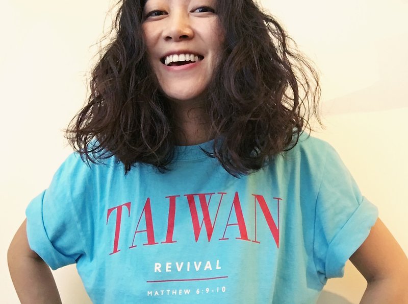 台湾聖書の主の祈りのTシャツフラグ台湾ゴスペルギフト半袖服 - トップス ユニセックス - コットン・麻 ブルー
