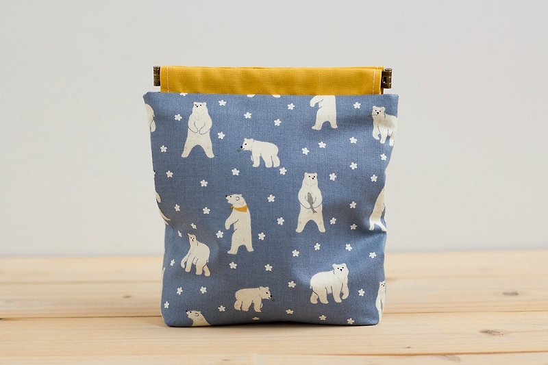 Charger case, Cosmetic pouch, Ditty bag, Make-up Case, Travel pouch, Mouse case Camera lens case / Polar bears - Toiletry Bags & Pouches - Cotton & Hemp Orange