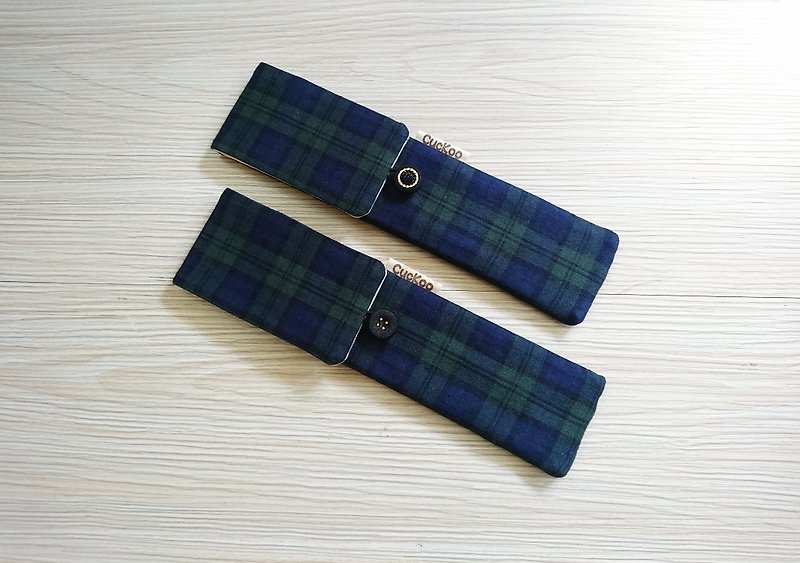 Couple models green tableware storage bag combination chopsticks special Scottish Plaid 2 into - Cutlery & Flatware - Cotton & Hemp 