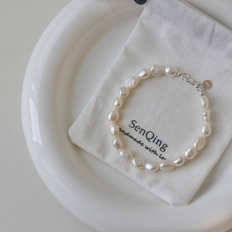 Simple Baroque Pearl Bracelet Best Friend Birthday Gift - Bracelets - Pearl White