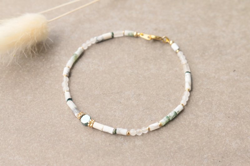 Tianhe Stone Brass Bracelet 0866-Looking in the middle - Bracelets - Gemstone Green