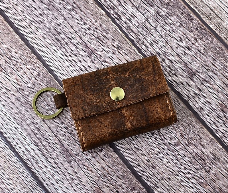 U6.JP6 handmade leather goods - hand-stitched imported leather. Simple coin purse / universal bag - suitable for men and women - Wallets - Genuine Leather Brown