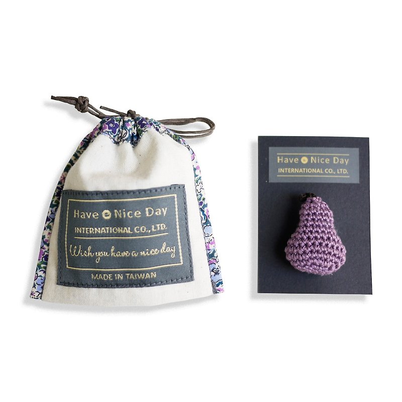 [Fine Weaving Treasures] Knitting Small Pin (Purple Western Pear) - Brooches - Cotton & Hemp Purple