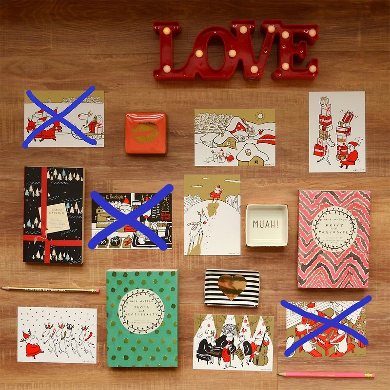 クリスマスカード -  2017ゴールデンクリスマスポストカードBパッケージ -  5枚 - カード・はがき - 紙 ゴールド