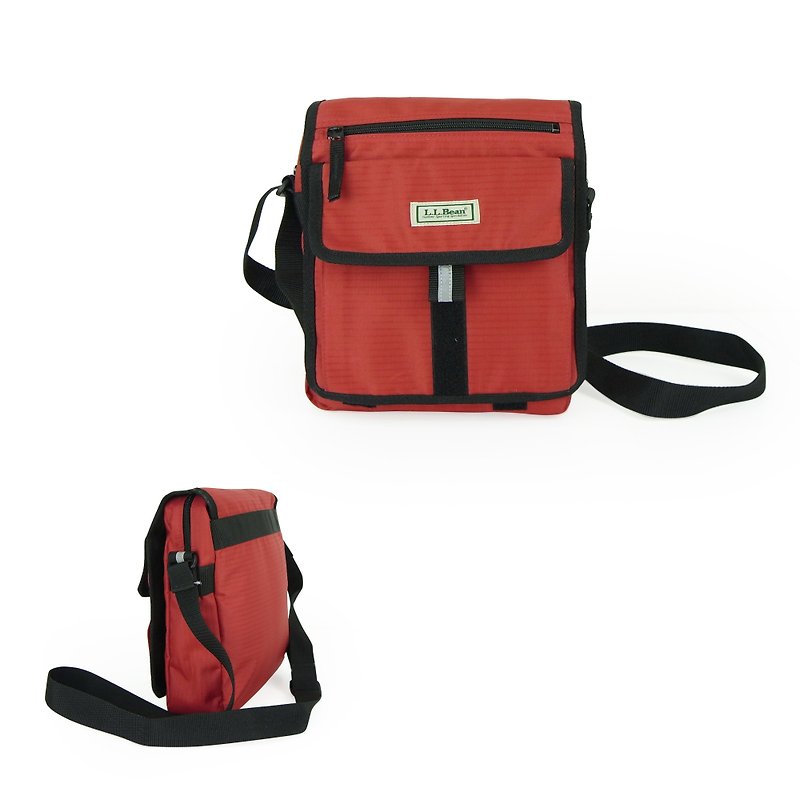 A‧PRANK: DOLLY :: retro VINTAGE brand LLBean red bottom black side of the backpack - กระเป๋าแมสเซนเจอร์ - ผ้าฝ้าย/ผ้าลินิน 