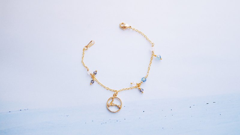 Sparkling - bracelet - moonlight mixed crystal beads twelve constellation bracelet (white lover gift) - สร้อยข้อมือ - โลหะ สีทอง