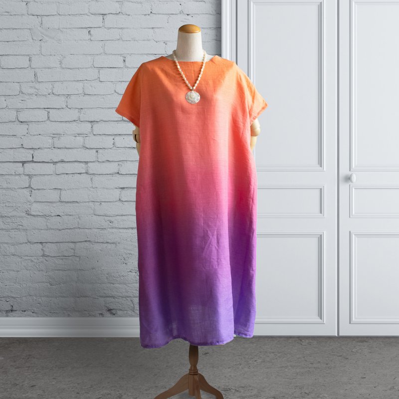 Linen Gradation Sunrise Side Tuck One Piece - One Piece Dresses - Cotton & Hemp Multicolor