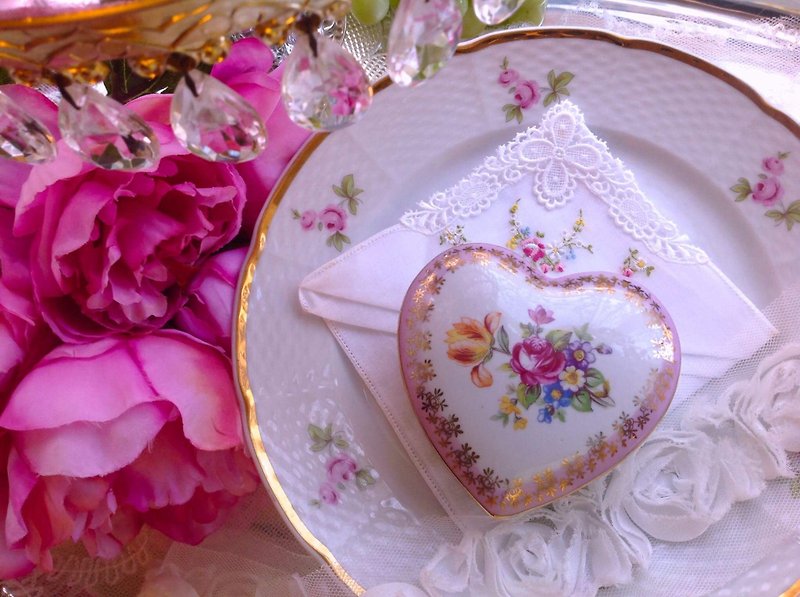 ♥ Anne crazy antique ♥ German bone porcelain ~ pink love jewelry box ~ - Storage - Porcelain 