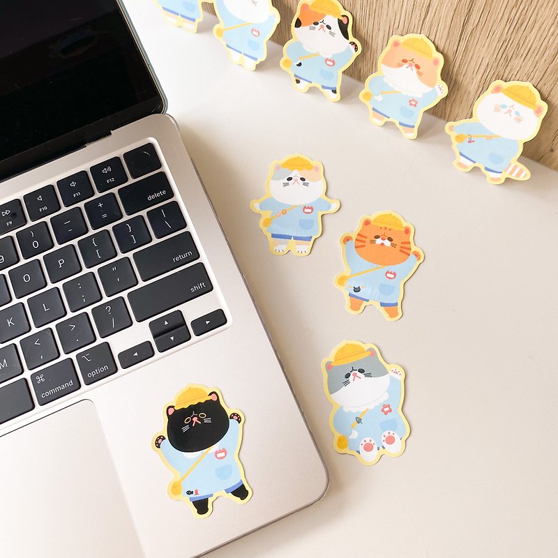 【Hajima Studio】Kindergarten series Exotic cat stickers pocket stickers - Stickers - Plastic Multicolor