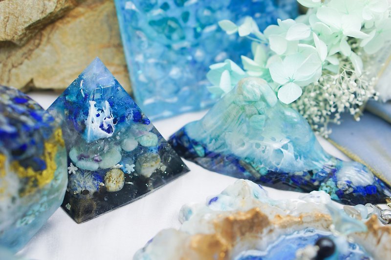 【夏季限定】海洋療癒奧根－晶柱　塔　靈山 - 裝飾/擺設  - 樹脂 藍色