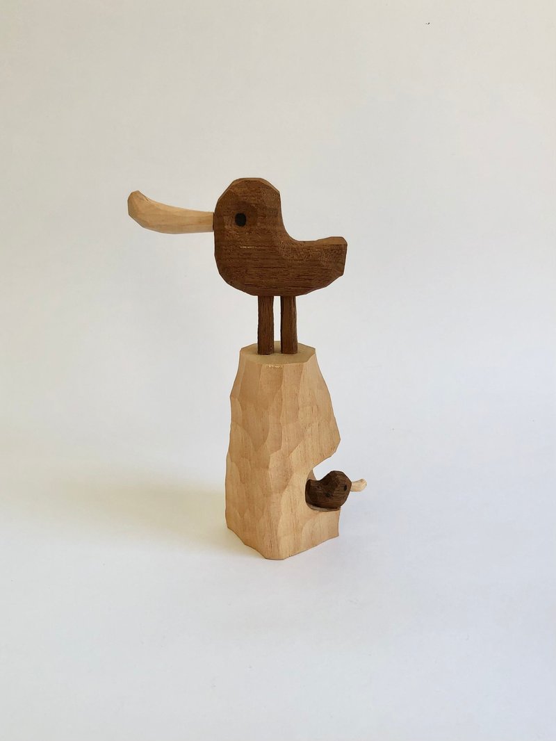 Handmade wooden carving mountain bird - 擺飾/家飾品 - 木頭 咖啡色