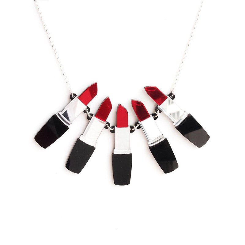Lipstick Necklace - Red - Chokers - Acrylic Red