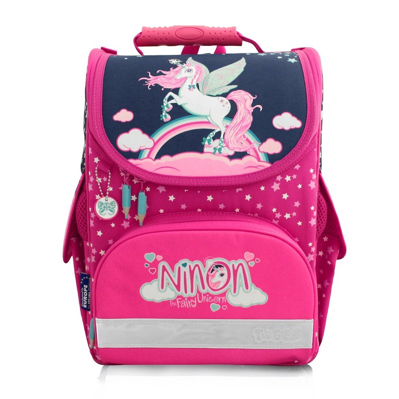 Tiger Family Aristocratic Lightweight Nursing School Bag + Pencil Case + Pencil Box - Fantasy Unicorn - กระเป๋าเป้สะพายหลัง - วัสดุกันนำ้ สึชมพู
