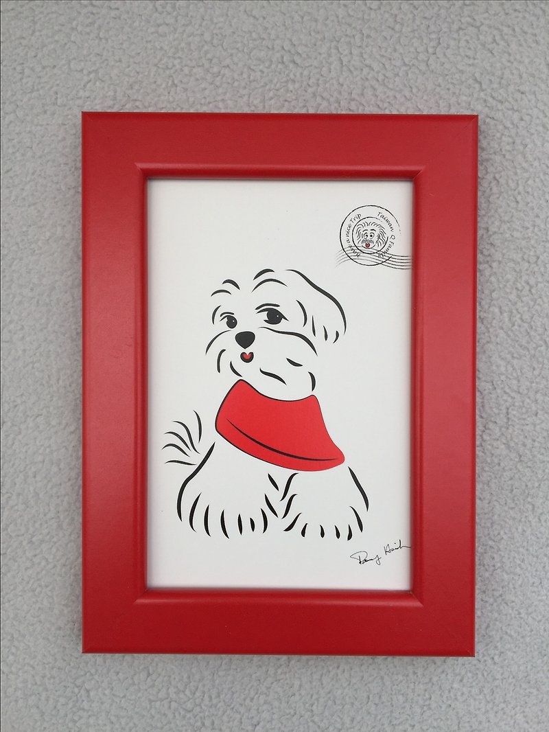 Q Family Postcard + Photo Frame (Red) Maltese-1 - Photo Albums & Books - Other Materials Red