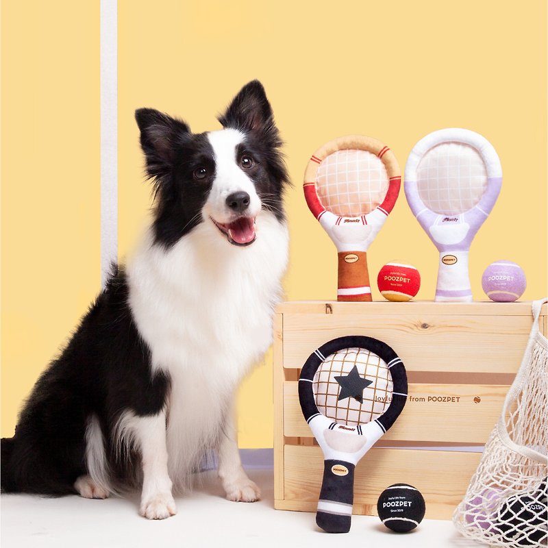 Interactive tennis racket POOZPET pounce to relieve boredom dog toy pinch bark ring paper interactive tug-of-war tour game - ของเล่นสัตว์ - เส้นใยสังเคราะห์ 