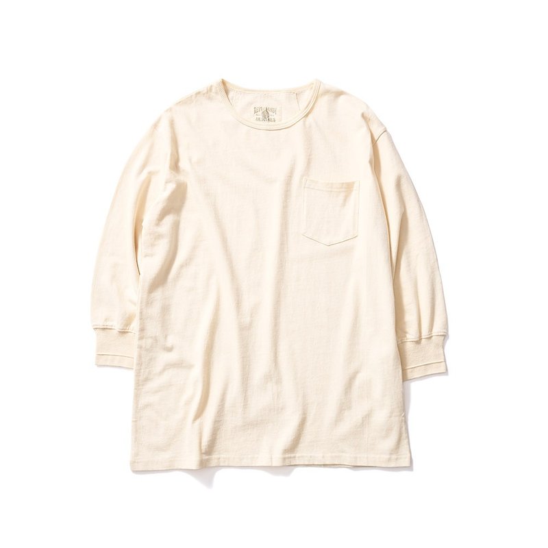 Ribbed Tee L/S - 米色 Beige - 男 T 恤 - 棉．麻 