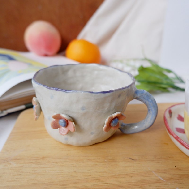 Hand built  coffee cup | blue | ceramic handmade - 咖啡杯/馬克杯 - 陶 藍色