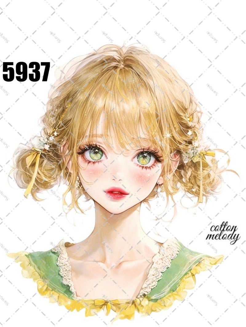 original sticker no.5937 人物ステッカー オリジナルステッカー 人物ステッカー 女の子ステッカー オリジナル人物ステッカー - 貼紙 - 紙 