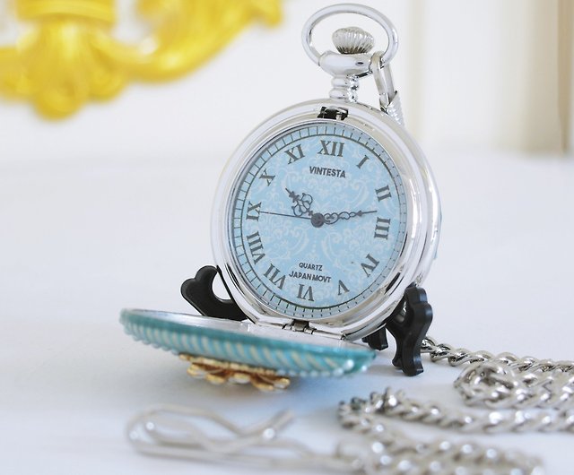 ビクトリア朝様式の懐中時計-デイジークリスタルで装飾-ギフトに最適