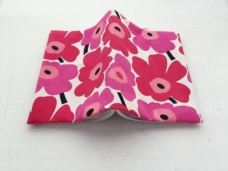 Pop style two-color flower handmade book / book cover - pink (notebook / diary / hand account) - Book Covers - Cotton & Hemp Red