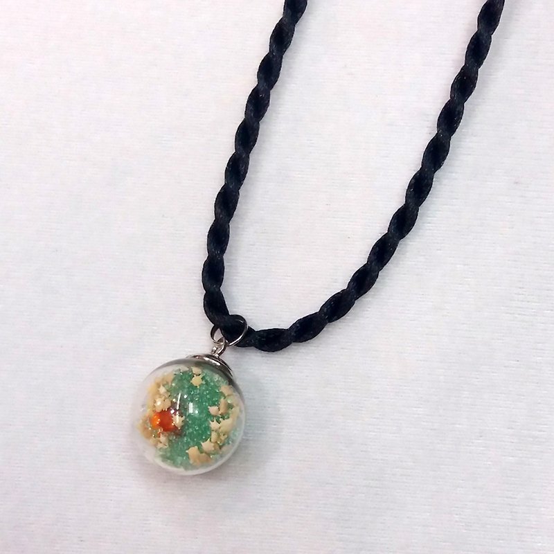 Dream Baby Star Ball Necklace (Light Green / Small Flower) - สร้อยคอ - แก้ว สีเขียว