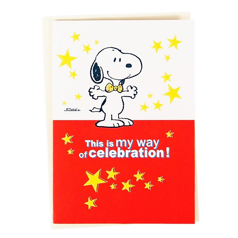 Snoopy 锵锵 This is my way of celebrating [Hallmark-Peanuts-dimensional card] - การ์ด/โปสการ์ด - กระดาษ สีแดง